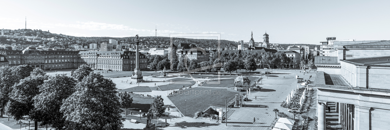Bild-Nr.: 12820105 Panorama Schlossplatz in Stuttgart - monochrom erstellt von dieterich