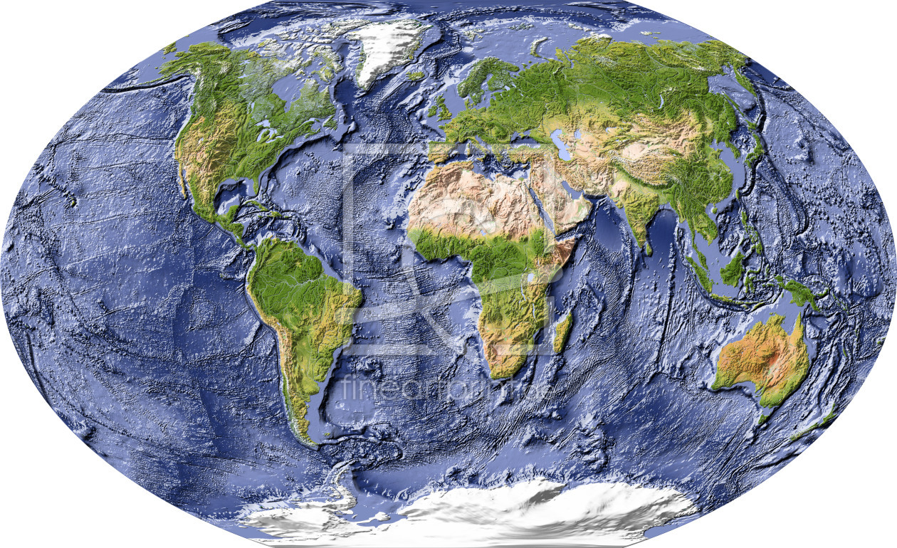 Bild-Nr.: 9554622 Weltkarte mit Meeresbodenrelief erstellt von AridOcean
